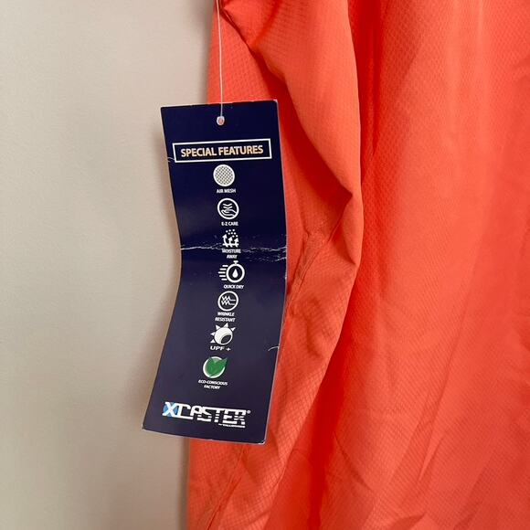 NWT Xcaster Orange Outdoor UPF Fishing Quick Dry Button Shirt Men's Sz 4X - Picture 8 of 8